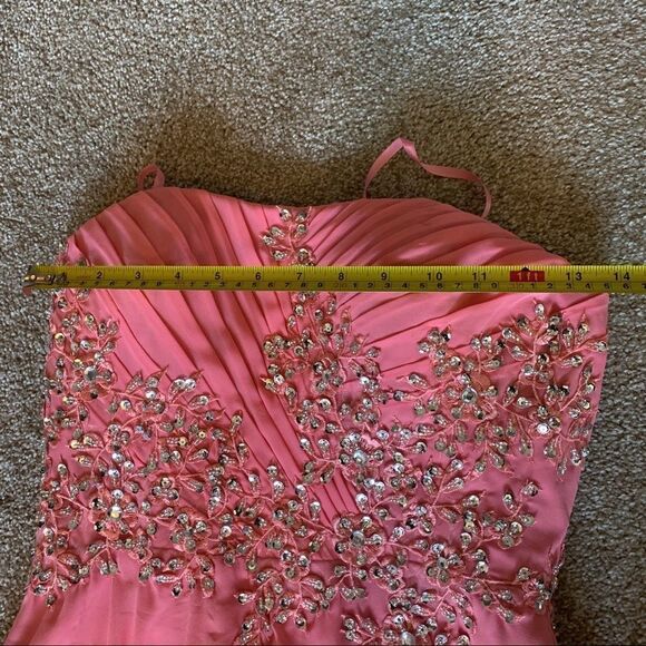 ANNA Rose pink sleeveless sequin beaded sweetheart prom bridesmaid gown🔥 - Picture 12 of 15